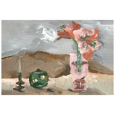 "Rustic Still Life II" Vase&Flower Frameless Freefloating Reverse Printed Tempered Art Glass Wall Art